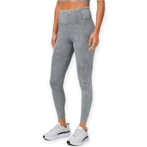 Lululemon Fast and Free High Rise Tight 25" Ice Dye Ice Wash Asphalt Grey 6